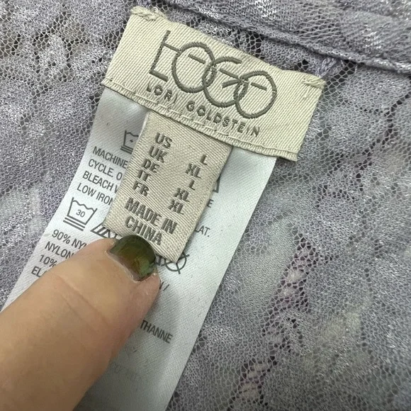 LOGO by Lori Goldstein Purple, lavender, blue and White Tunic And Lace Tank. - Picture 7 of 14